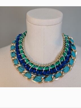 Yousi Y2K Statement Necklace Turquoise Boho Blue Beaded Adjustable